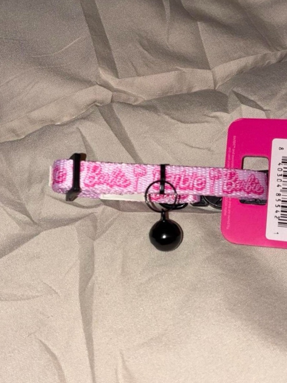 Barbie Pink Patterned cat Collar with Black Bell
